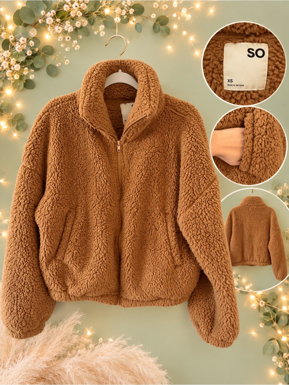 SO Teddy Jacket in Warm Caramel Brown
